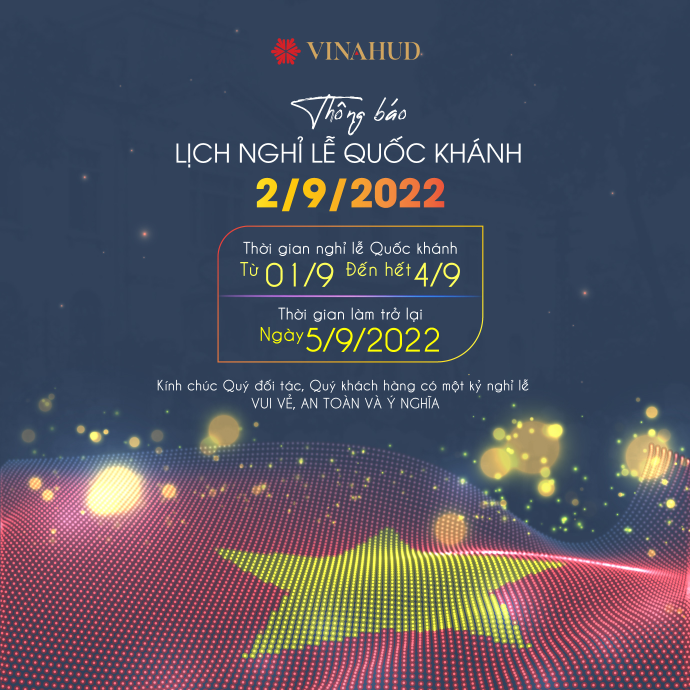 Thông báo lịch nghỉ lễ Quốc khánh 2/9/2022 Cổng thông tin chính thức